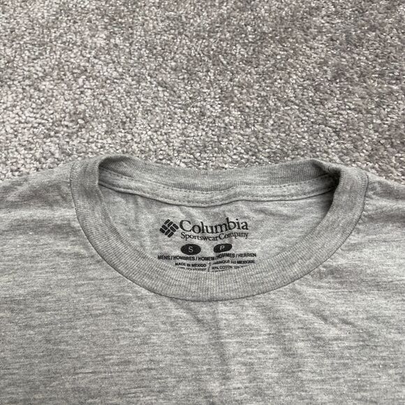 Columbia Graphic T-Shirt Men Small Gray Crew Neck Short Sleeve Cotton Casual Tee - Picture 3 of 12